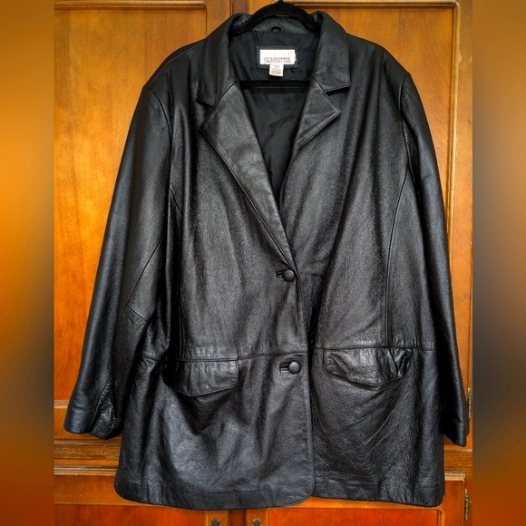 Silhouettes Black Leather Jacket - Picture 1 of 5